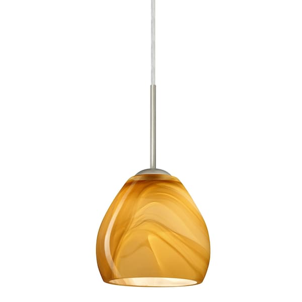 Besa Lighting Bolla Cord Pendant, Honey, Satin Nickel Finish, 1x40W Candelabra 1BT-4122HN-SN - main